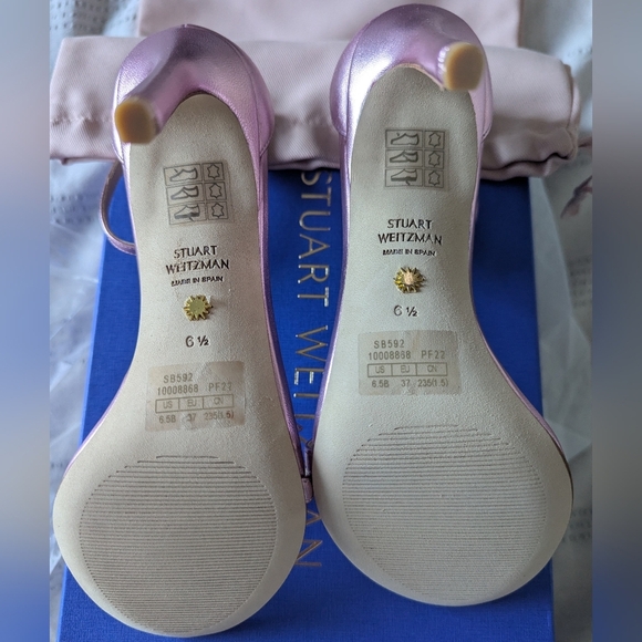 Stuart Weitzman Nudist Cotton Candy  Crystal Bow Sandals - Picture 9 of 9